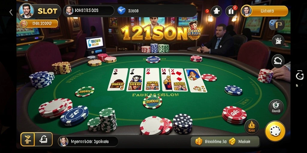 Tampilan gameplay poker yang mendebarkan di 1121SLOT.