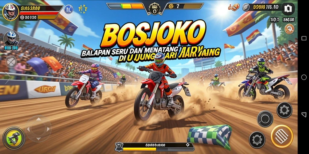 Tampilan gameplay seru dalam balapan yang mendebarkan.