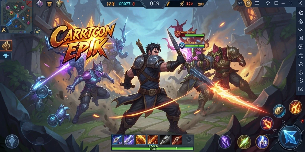 Screenshot utama C0077 menampilkan aksi intens di arena pertarungan MOBA.
