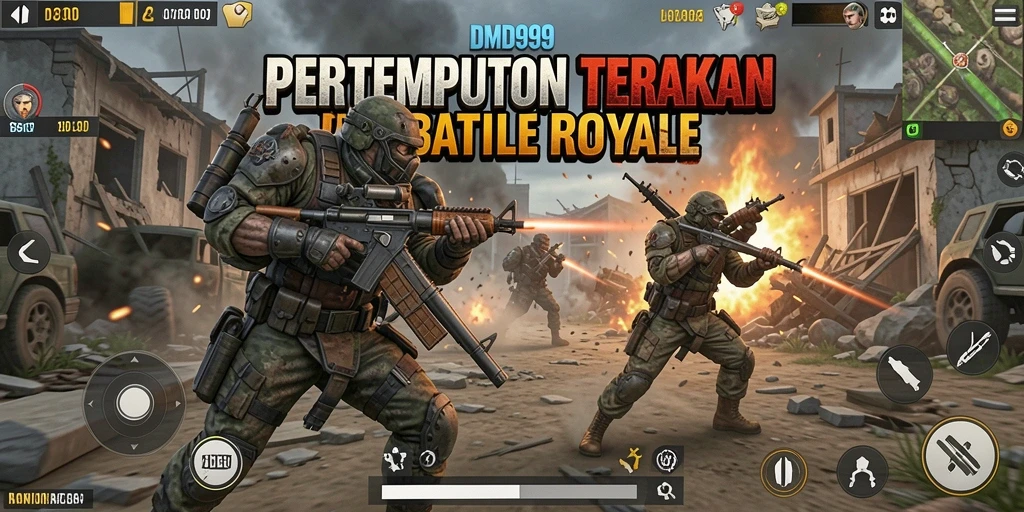 Gameplay menegangkan DMD999 dalam aksi Battle Royale.