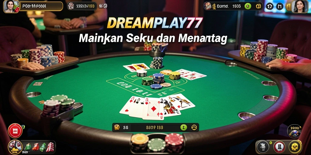 Tampilan gameplay poker yang mendebarkan di DREAMPLAY77.