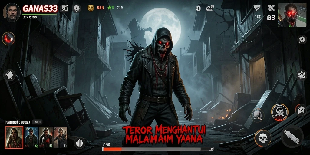Screenshot menggambarkan momen menakutkan dalam <strong>GANAS33</strong> saat menghadapi makhluk menyeramkan.