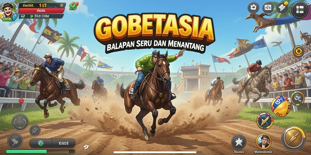 Gameplay balap GOBETASIA dengan mobil beraksi di lintasan.