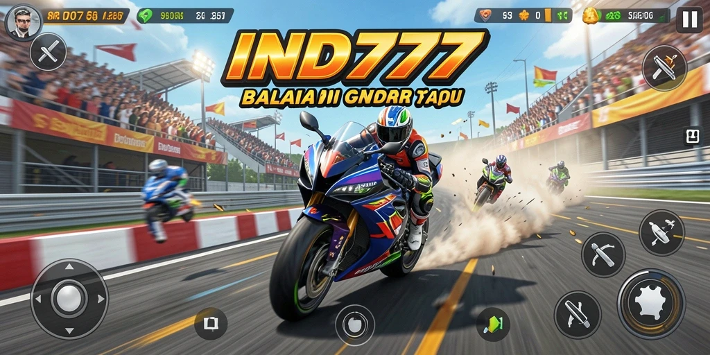 Screenshot IND777 menampilkan aksi balapan motor yang mendebarkan.