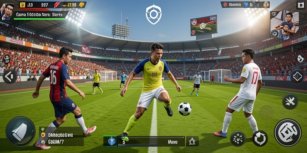 Screenshot gameplay JARUM77 menampilkan aksi olahraga yang seru.