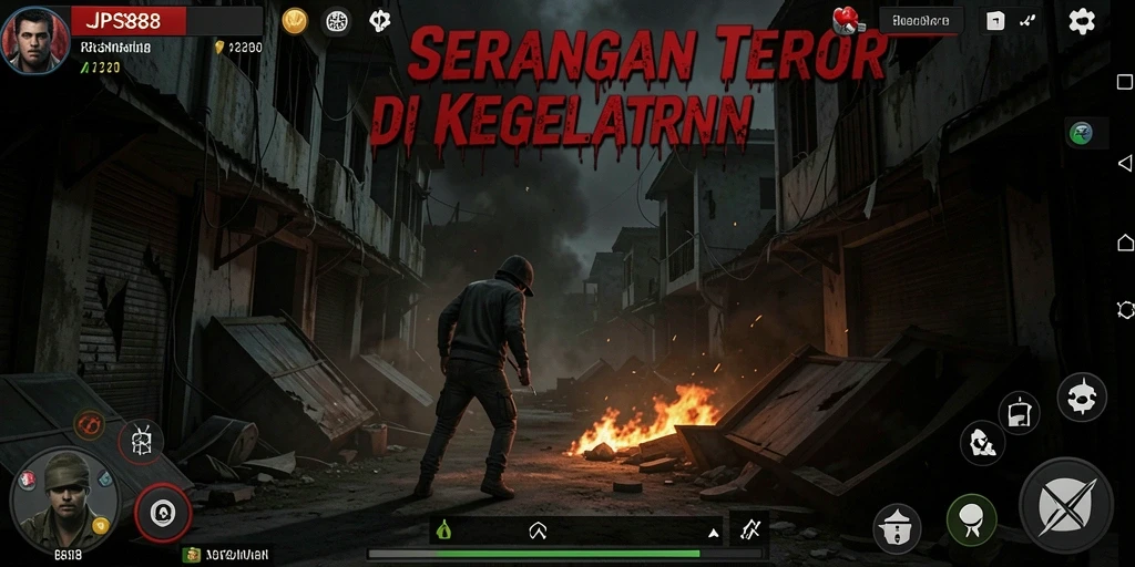 Tangkapan layar menampilkan suasana mencekam dari JPS888.