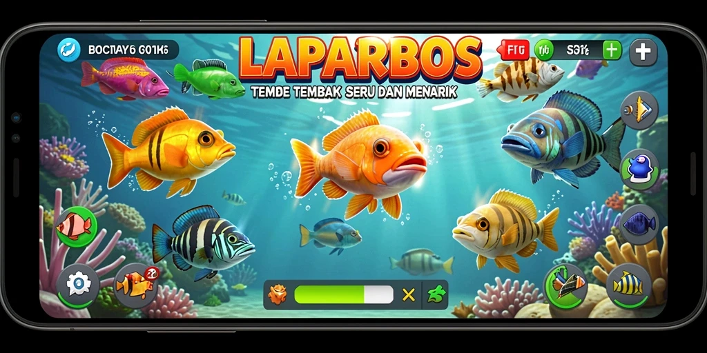 Tampilan gameplay menarik dari LAPARBOS dengan aksi menembak ikan.