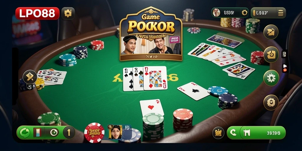 Screenshot gameplay LPO88 menunjukkan suasana seru permainan Poker.