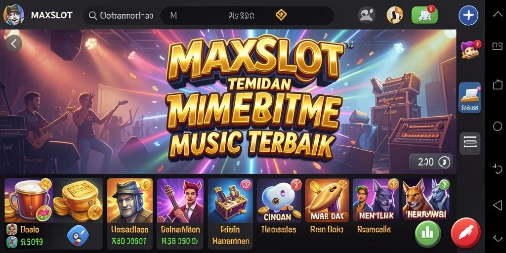 Screenshot gameplay MAXSLOT yang menunjukkan aksi bermain musik interaktif.