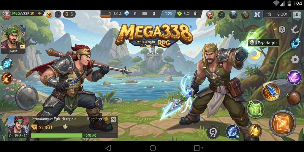Tampilan permainan RPG yang mendebarkan dengan aksi dan strategi.