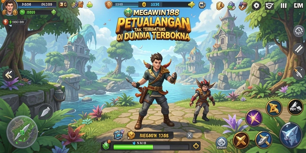 Screenshot utama MEGAWIN188 menampilkan dunia terbuka yang menakjubkan dan gameplay seru.