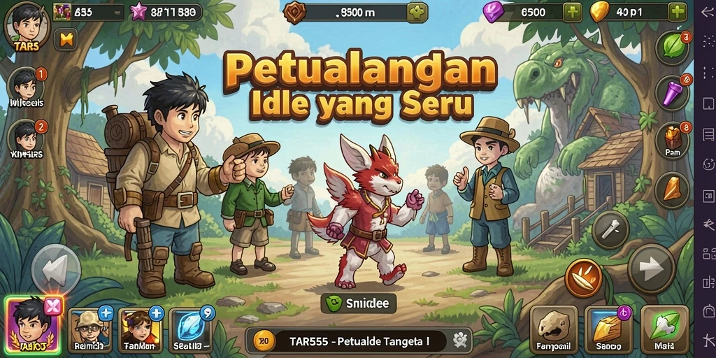 Screenshot TAR555 menampilkan gameplay Idle yang adiktif dan menyenangkan.