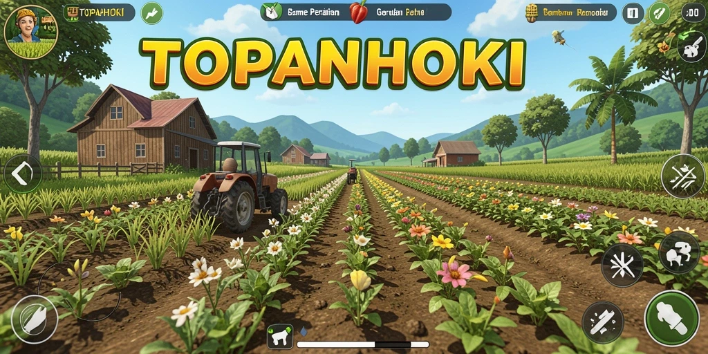 Tampilan gameplay seru di dunia pertanian TOPANHOKI.