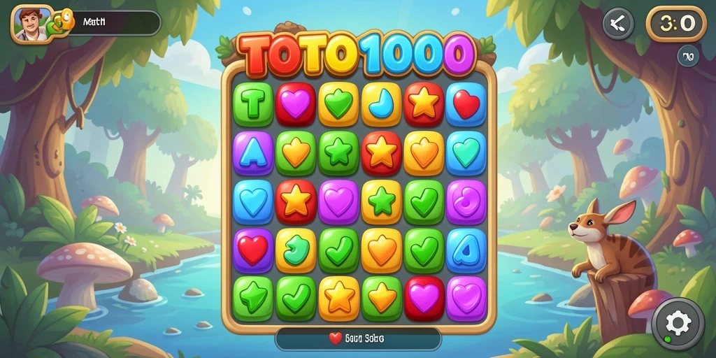 Screenshot gameplay TOTO1000 dengan tantangan Match-3.
