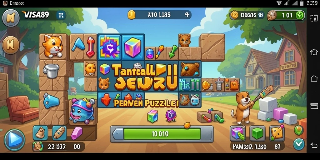 Tangkapan layar utama <strong>VISA89</strong> menunjukkan gameplay puzzle yang menantang dan menarik.