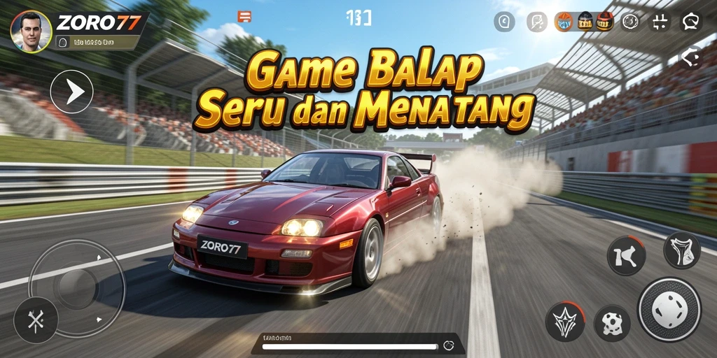 Tampilan gameplay ZORO77 yang seru dengan balapan menarik.
